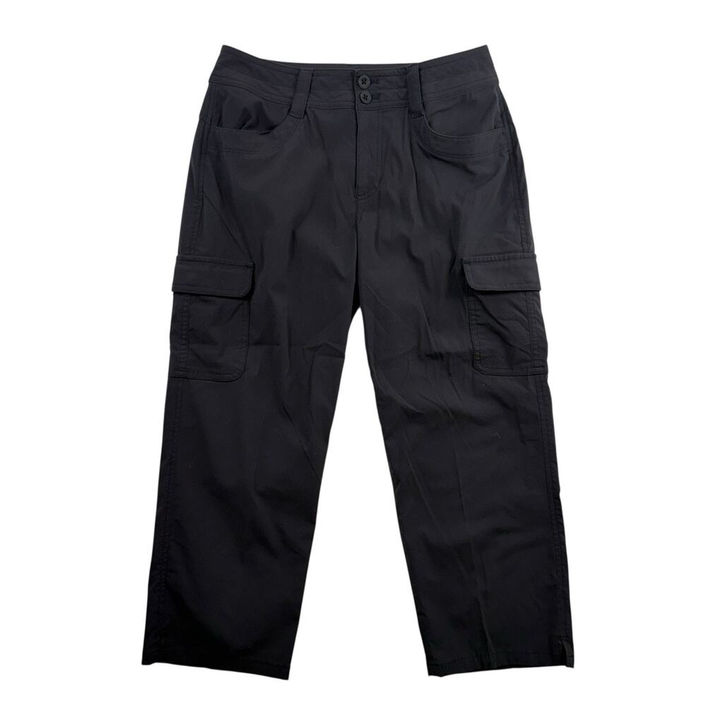 Eddie Bauer‎ Sz 2 First Ascent Capri Crop Pants Black Nylon Cargo Hiking Outdoor